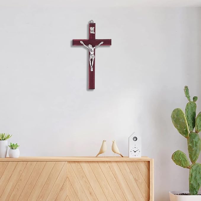 SHAOQINLIN 24 Pieces Crucifix Wall Cross, 4.7 Inch Wooden Wall Hanging Cross Wall Decor Home Decor