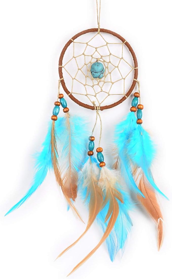 Dream Catchers for Cars Rear View Mirror, Small Feather Dream Catcher Wall Hanging Car Deco Car Charm Ornament (1.1 Blue)