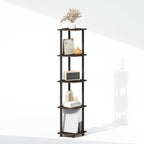 Furinno Turn-N-Tube Storage Shelves, 5-Tier Book Shelf, Corner Shelf, Toolless Open Shelves, for Organization and Storage, Living Room, Home Office, Hallway, Bedroom, Dark Brown Grain