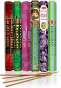 HEM assorted best sellers incense sticks pack of 6 - 120 Sticks, Fragrance - Lemongrass, Lavender, Egyptian Jasmine, Ambar Sandalo, Opium, Eucalyptus