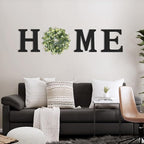 Wooden Home Sign with Artificial Peach Heart Eucalyptus Wreath for O, Hanging Farmhouse Wall House Autumn Decor Wood Letters for Wall Art Rustic Home Decor, Wall Decor for Living Room Kitchen Entryway