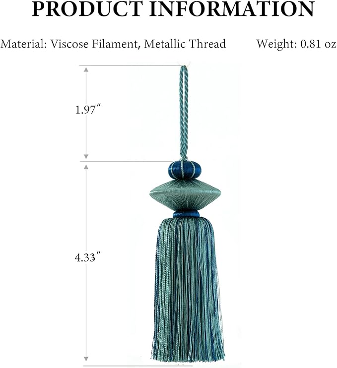 2 Pcs Decorative Tassels for Home Decor, Elegant Lamp Tassels & Door Tassels, Soft Silk-Look Hanging Tassel Accent for Table Lamps, Cabinets & Interior Styling, 4.3 Inch Tassel Ornament (Gold)