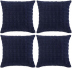 Fancy Homi 4 Packs Decorative Throw Pillow Covers for Living Room Couch Bed, Modern Farmhouse Boho Home Décor Accent Cushion Case, 22" x 22", Navy Blue