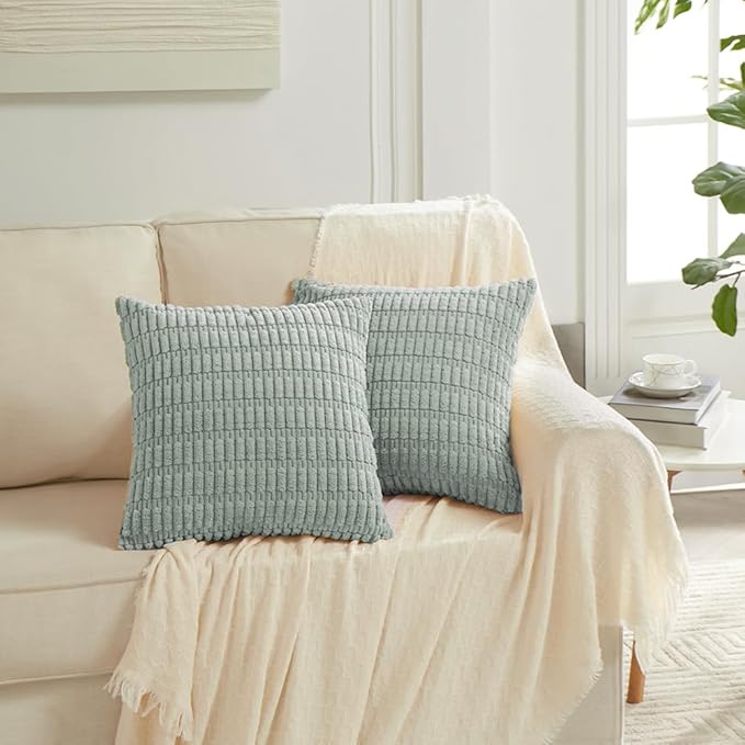 Fancy Homi 4 Packs Decorative Throw Pillow Covers for Living Room Couch Bed, Modern Farmhouse Boho Home Décor Accent Cushion Case, 22" x 22", Grey Blue