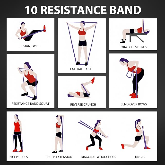 LEEKEY Resistance Bands, Exercise Bands with Handles,Pull Up Assist Bands - Band Set with Door Anchor - Bands for Working Out,Band for Men and Women Fitness Training,Home Workouts