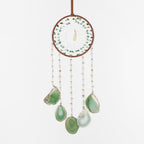 Green Aventurine Gemstone Agate Large Dream Catcher Chakra Dream Catcher with Crystals Handmade Dreamcatcher Wall Decor for Adults Boys Girls Bedroom Garden Bless Gift