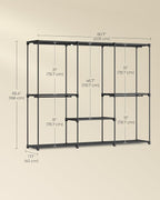 SONGMICS Portable Closet, Freestanding Closet Organizer, Clothes Rack with Shelves, Hanging Rods, Storage Organizer, for Cloakroom, Bedroom, 80.7 x 17.1 x 65.4 Inches, Black URYG035B01