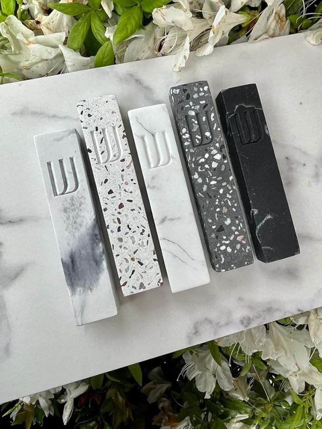 A&S Modern Stone Mezuzah Case Design, Mezuza Cover for Scroll Protection, Easy Peel and Stick Houswarming Gift and Home Blessing