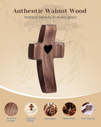 3-Pack Wooden Cross Fidget, Handmade Pocket Wood Crosses, Cross My Heart | Encouragement Gift, Relieve Anxiety for Yourself, Inspirational Easter Gift for Christian Faith, Prayer, Father Day Gifts