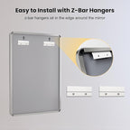 LOAAO 60X28 Inch Brushed Nickel Bathroom Mirror, Rounded Rectangle Silver Metal Frame Mirror, Brushed Nickel, Anti-Rust, Shatter Proof, Hangs Horizontally or Vertically