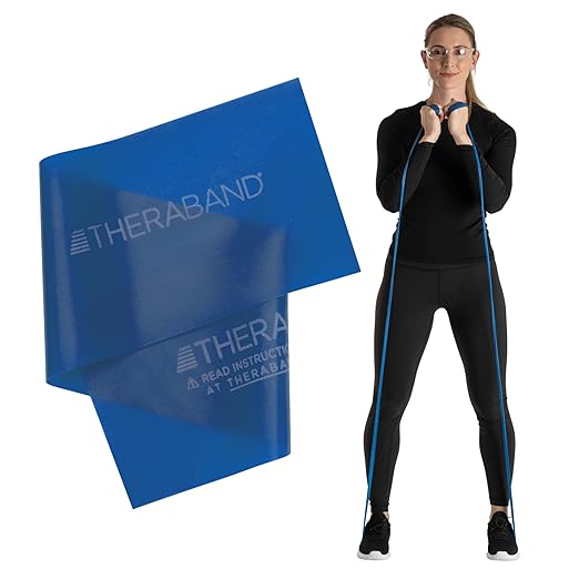 THERABAND Professional Resistance Band, Blue Level 4 Extra Heavy, 5 ft Exercise Band for Physical Therapy, Strength Training, Upper and Lower Body Workouts, Yoga and Pilates
