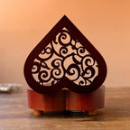 Pursuestar Heart Shaped Vintage Hollow Out Wood Gold Mechanism Wind Up Music Box Gifts for Birthday Christmas Mother's Day Valentine's Day - Golden