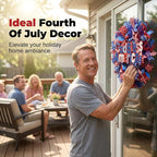 Patriotic Wreaths for Front Door, 250 Anniversary Decorations 4th of July Decorations Outdoor, Handcrafted Memorial Day Wreaths, Festival Celebration USA Flag Printed Wreath (F)
