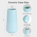 Blue Ceramic Vase, GUKJOB Small Cute Flower Vase for Pampas Grass, Home, Living Room, Dining Table, Farmhouse, Office Decor, Bedroom, Table, and Kitchen Shelf (Blue)