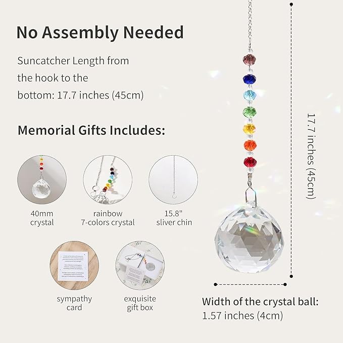 Sympathy Gifts for Loss of Loved One, Crystal Sun Catcher Rainbow Maker, Condolence Memorial for Loss of Mom Dad Dog (Brother)