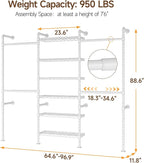 ONBRILL H3 Wall Mounted Closet System, Expandable Industrial Pipe Clothes Rack Clothing Rack for Hanging Clothes, Heavy Duty Closet Organizers and Storage in Wardrobe Closet, White