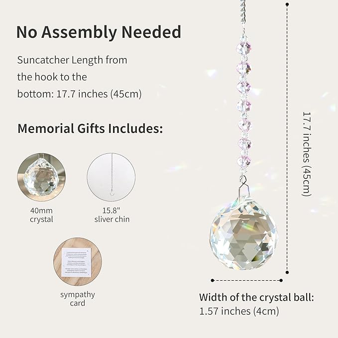 Sympathy Gifts for Loss of Loved One, Crystal Sun Catcher Rainbow Gifts, Unique Condolence Memorial for Loss of Mom Dad Dog, Ideal Grief Bereavement Miscarriage Gifts (Light Purple)