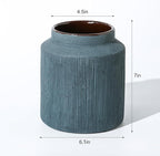 Farmhouse Vase for Home Decor, Vintage Rustic Terracotta Flower Vase Suitable for Home Decor, Living Room, Shelf, Dining Table. 7IN. Blue