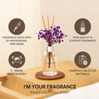 COCODOR Flower Reed Diffuser Set / 3.4oz / Garden Lavender/Scent Diffuser with Sticks Home Fragrance Reed Diffuser for Bathroom Shelf Decor