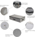 AMJ Under Bed Storage Organizer, Set of 3, Underbed Closet Storage Solution for Closet Organizers Storage Containers with Durable Handles Thick Fabric, Breathable, Linen Dark Gray