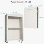 FUTASSI White Clothing Rack with Beige Cover, P1C Rolling Closets with Wheels, Metal Garment Rack for Hanging Clothes, Clothing Storage Wardrobe, 36.2" W x 16.5" D x 80.5" H, Load 450 Pounds