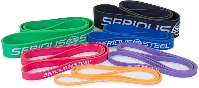 Serious Steel Fitness 32" Resistance Training Bands (Portable Exercise Band System Training Bands- Great for Individuals Under 5'10")
