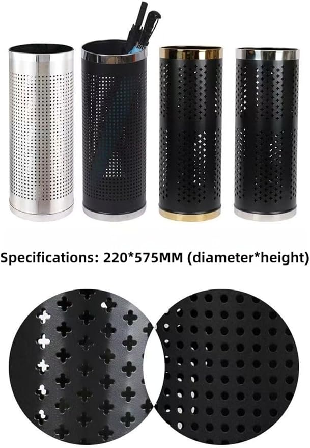 Stainless Steel Umbrella Stand Umbrella Storage Bin Space-Saving Perforated for Home Office Entryways Hotels (A)