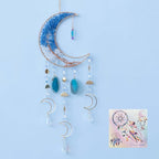 Agate Moon Dream Catchers with Crystal 7 Chakra Gemstone Dream Catchers Color Natural Gem Agate Wall Hangings Room Garden Dreamcatchers Decor (Blue)