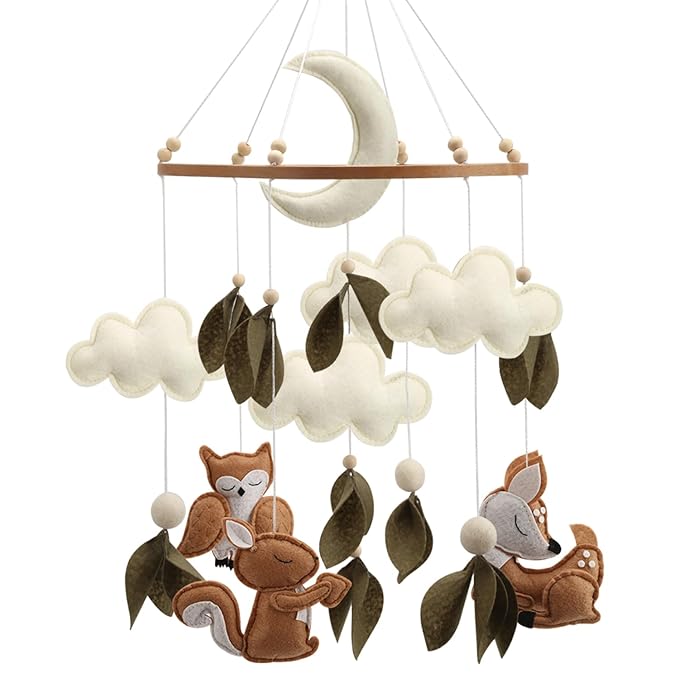 Woodland Animals Mobile Handmade Squirrel owl Deer Forest Hanging Decoration