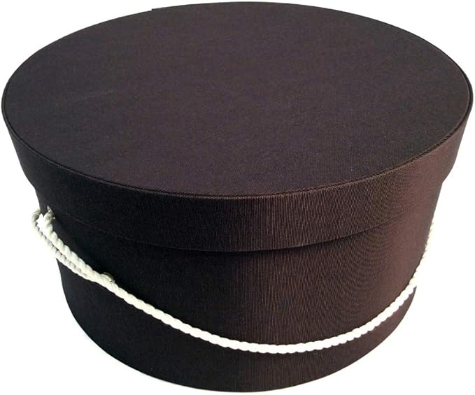 Sarah's Hat Boxes Classic Brown Hat Box – 11" x 5.5" (Dia. x Ht.) Handmade in USA – Odorless Non-Toxic Adhesive, Cording Handle – Premium Storage for Hats & Accessories