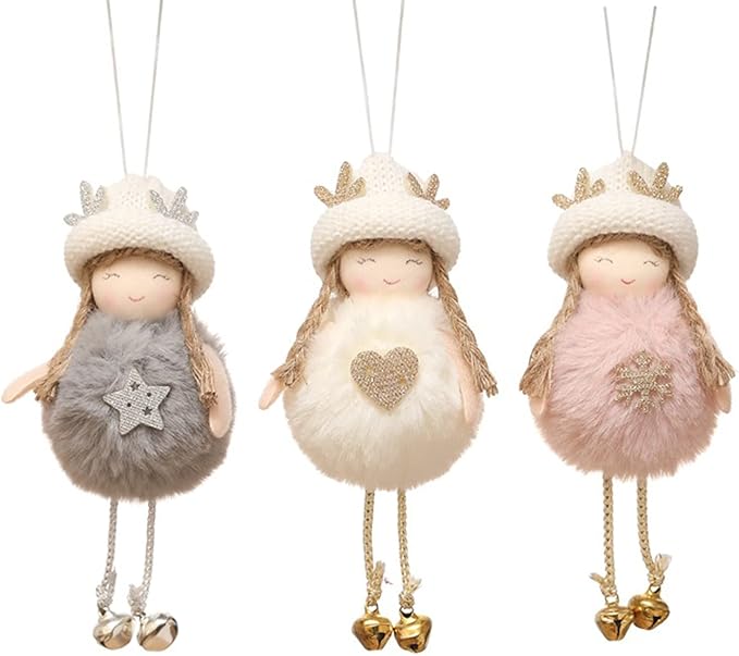 3pcs Christmas Angel Doll Decoration, Christmas Tree Hanging Ornaments, Thanksgiving Day Birthday Gifts, New Year Fairy Presents, Home Party Kids Girls Toys Pendant(GF-X2)