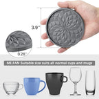 ME.FAN Silicone Coasters with Holder,[6 Pack] Drinking Coasters - Cup Mat for Hot or Cold Drinks, Thickened, Non-Slip, Non-stick,Deep Tray Orange