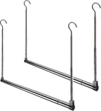 Adjustable Hanging Closet Rod, Extender Hanging Rod, Closet Hanging Organizer, Heavy Duty Closet Bar, Hanging Rod (Black, 2 Pack)