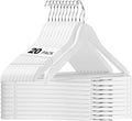 HOUSE DAY White Wooden Hangers 20 Pack, Solid Wood Hanger with Non Slip Pant Bar, Heavy Duty Wooden Coat Hanger for Closet, Smooth Finish Wood Clothes Hangers for Shirts, Suits Jackets, Dress