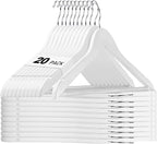 HOUSE DAY White Wooden Hangers 20 Pack, Solid Wood Hanger with Non Slip Pant Bar, Heavy Duty Wooden Coat Hanger for Closet, Smooth Finish Wood Clothes Hangers for Shirts, Suits Jackets, Dress