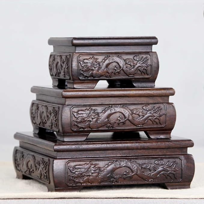 GOLDY&WENDY Oriental Furniture Decor Stand Square Indoor Wooden Vase Plant Teapot Pedestal Display Risers Home Decor Base