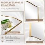 ANDY STAR Rectangle Scalloped Mirror, 24"x40" Brushed Gold Bathroom Mirror in SUS304 Stainless Steel Metal Frame, Brass Vanity Mirror with Unique Arched Top Design
