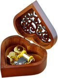 WESTONETEK Heart Shaped Vintage Wood Carved Mechanism Musical Box Wind Up Music Box Gift for Christmas/Birthday/Valentine's Day, Melody Happy Birthday to You