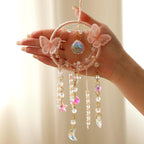 Artilady Dream Catcher for Girls - Pink Butterfly Small Moon Dream Catchers with Crystals Cute Room Decor for Teen Girls Boys Boho Bedroom Wall Home Decorations Birthday Christmas Kids Gifts