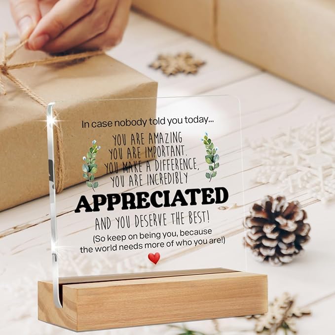 Inspirational Gift Ideas - Thank You Gifts for Women Men Friends - Appreciation Gifts for Coworker - Motivational Quote Clear Desk Sign Decor Home Office Desk Decor (4 x 4 Inches)