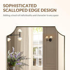 ANDY STAR Gold Scalloped Rectangle Mirror, 24x40 Inch Rectangle Bathroom Mirror, Accent Rectangular Mirror with Scalloped Edge Corner, Brass Bathroom Mirror with Anti-Rust Finish, Horizontal/Vertical