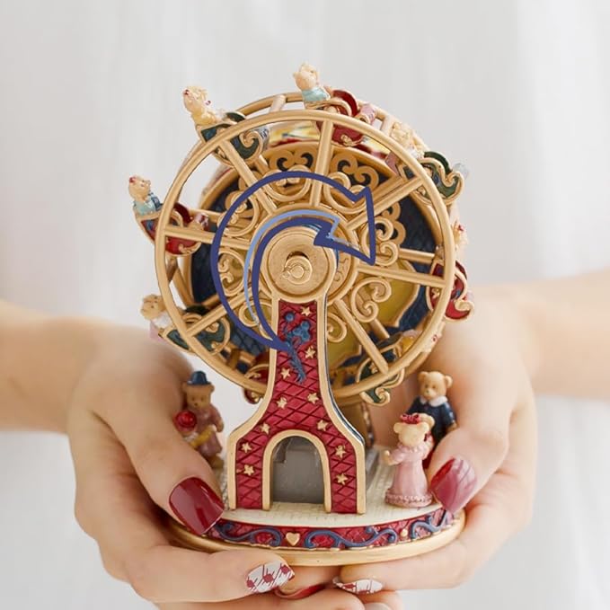 LOVE FOR YOU Gift Wrapped Music Box Bear Ferris Wheel Musical Decoration for Girls and Kids Sister Son Daughter Mom Granddaughter Grandma Niece Women Christmas Birthday Presents Gifts