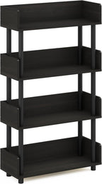 Furinno TURN-N-TUBE 4-Tier Display Shelf, Storage Shelves, Book Shelf, Open Shelves with Rounded Corner Top Edges, for Organization and Storage, Living Room, Home Office, Espresso