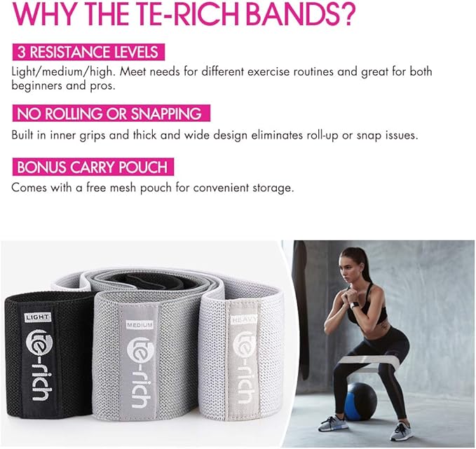 Resistance Bands, Fabric Workout Bands for Women & Men, Cloth Booty Resistance Loop Bands, Thick Squat Bands for Butt/Legs/Thigh/Hip/Glute Excersing