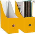 Limitliho 2 Pack Magazine File Folder Holder for Desk, Golden Yellow Book Bins for Classroom Library,Office,Home, 10.6" H x 10.2" L x 3.5" W in Cardboard Paper Organizer