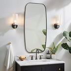 ANDY STAR 24x48 Black Bathroom Mirror, Oblong Vanity Mirror with Stainless Steel Metal Frame, Matte Black Oval Mirror for Over Sink, Modern Anti Rust Wall Mounted