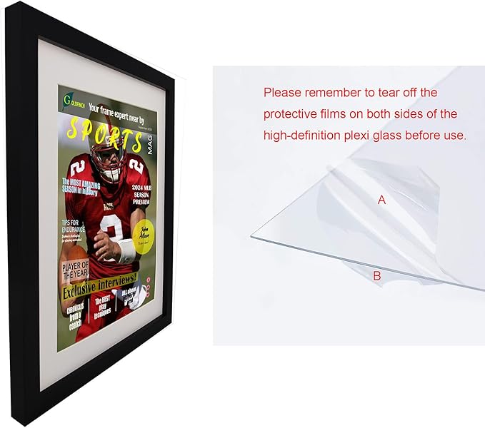 Goldfinch 4 Packs Sports Magazine Frames Displays Magazines Measuring 8 x 10.5 inches with White Core Matting,Suitable for 1994-Current Collector's Edition Sports Magazines with Installed Hangers