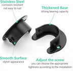 4PCS Stainless Steel Closet Rod Bracket, 1-1/3 Inch Diameter, Heavy Duty, U Shaped End Supports, Black