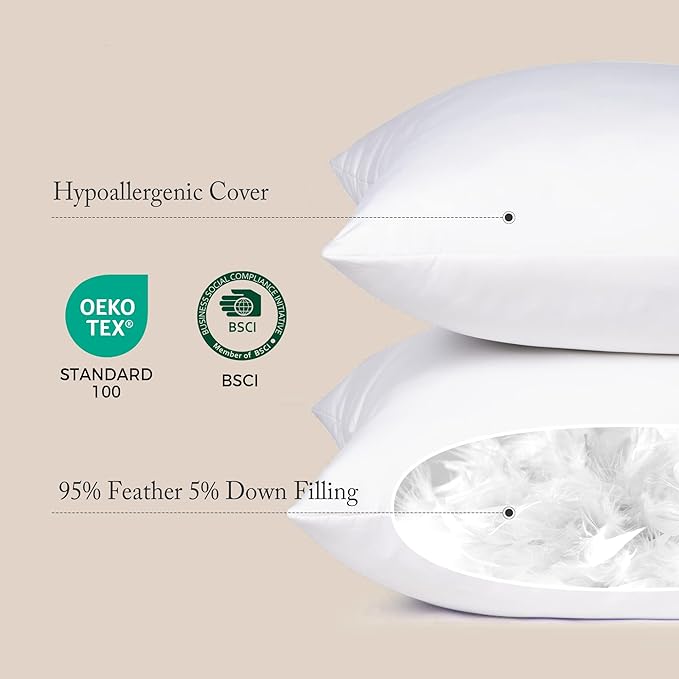 puredown® 28 x 28 Feather Down Throw Pillow Insert, 1 Pack Euro Pillow for Decorative Bed Cushion Couch Sofa