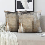 Beige Abstract Art Artwork Pillow Cover, Gallery Modern Decorative Throw Pillows Cushion Cover for Bedroom Sofa Living Room 16 x 16 Inch Set of 2